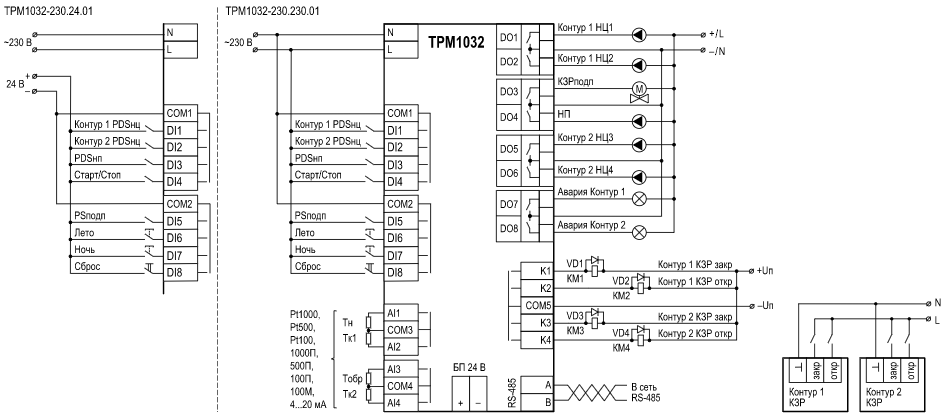 Схема подключения ТРМ1032