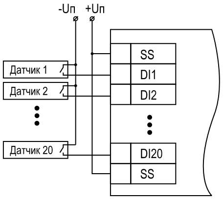 МВ210-202 схема подключения контактные датчики