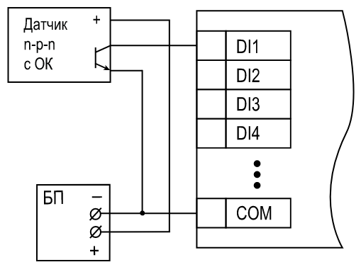 МВ210-204(214) схема подключения контактные датчики