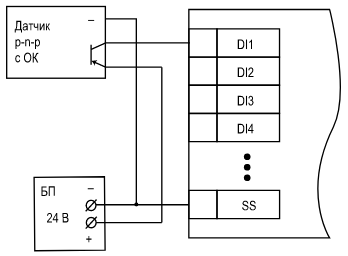 Схема подключения датчиков p-n-p типа